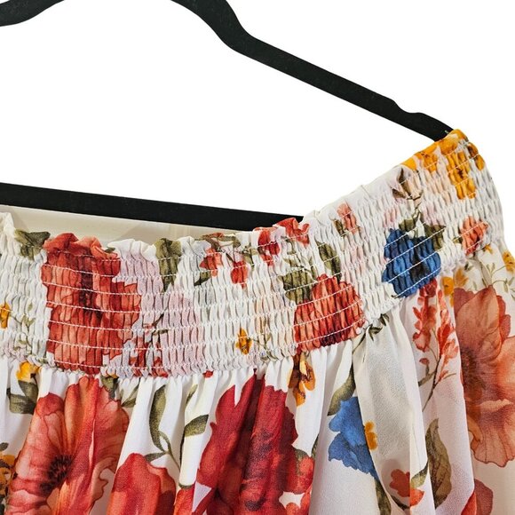 Forever 21 + Plus Size Floral Print Dress Sundress Maxi Off Shoulders 1X - Picture 6 of 10